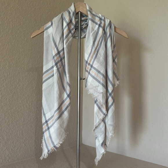 A New Day Plaid Scarf - Gray & Light Orange - Picture 1 of 5